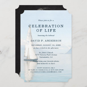 Nautical Sailing Boat Photo Celebration of Life Invitation
