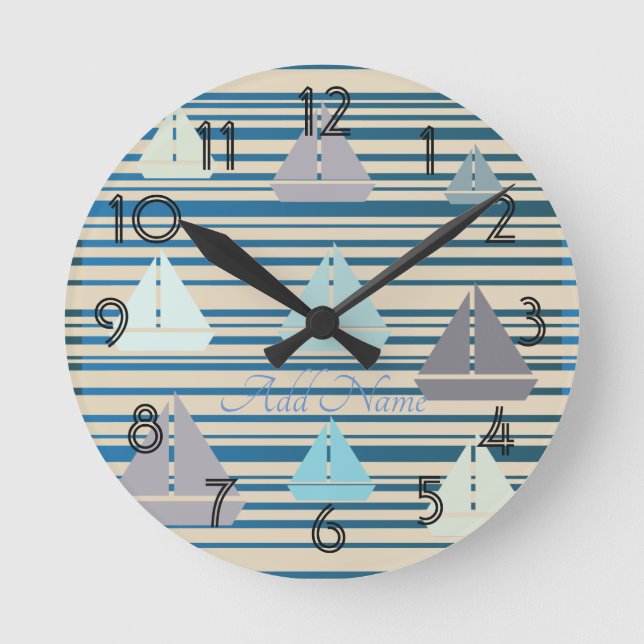 Nautical Sailing Boats Sailor Beach Wall  Clock (Front)