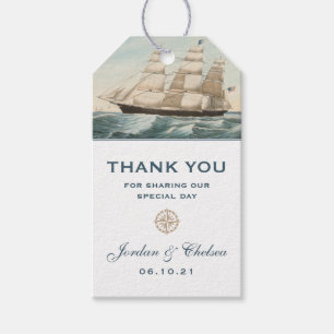 Nautical Sailing Clipper Ship   Classic Thank You Gift Tags