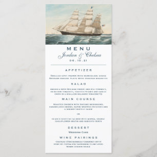 Nautical Sailing Clipper Ship Wedding Menu