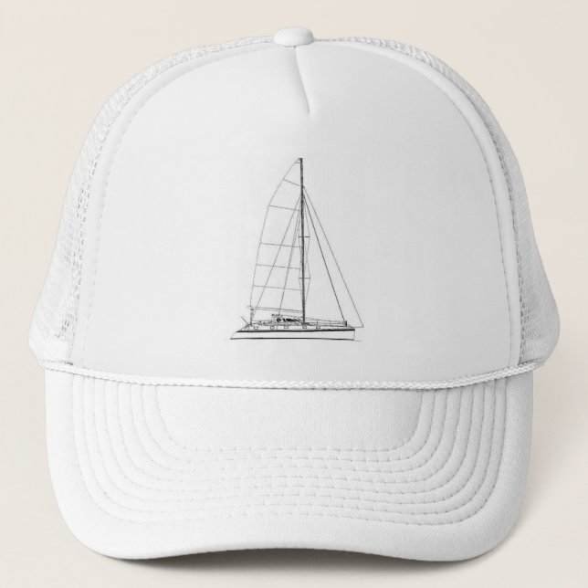 Nautical Sailing inspired Outremer Catamaran Trucker Hat (Front)