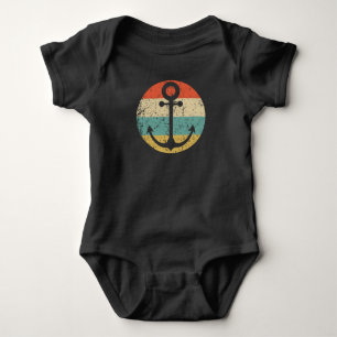 Nautical Sailing Retro Boat Anchor Icon Baby Bodysuit