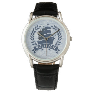 Nautical Sailing Ship   Ocean Waves Personalised Watch