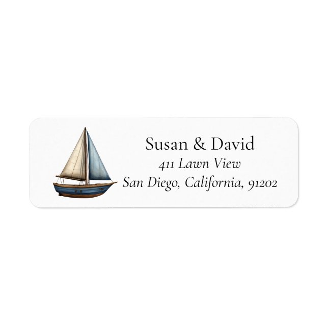 Nautical Sailing Ship Return Address Label (Front)