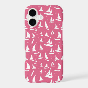 Nautical Sailing Ships Pink White Maritime Print