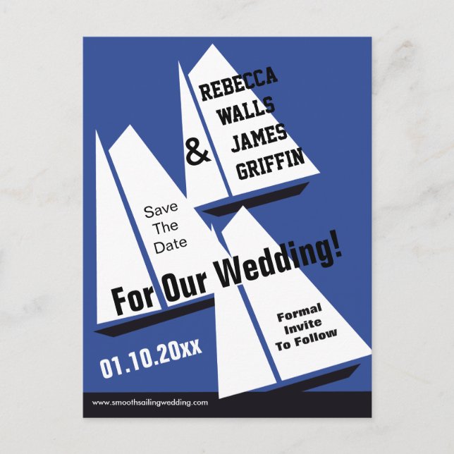 Nautical Sailing Ships Save The Date Event Announcement Postcard (Front)