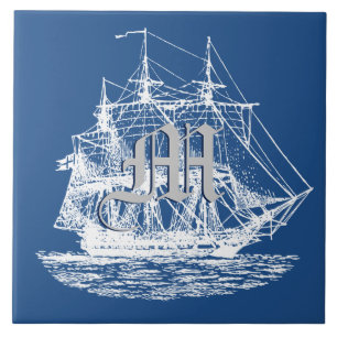 Nautical Sailing Tall Ship Pick Any Colour Ceramic Tile
