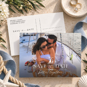 Nautical Sailing Wedding Photo Save the Date Postcard