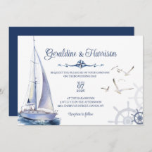 Nautical Sailing Yacht Wedding  Invitation