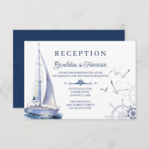 Nautical Sailing Yacht Wedding Reception Cards