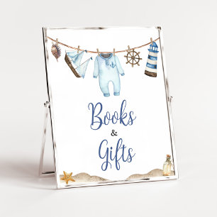 Nautical Sailor Ahoy Baby Shower Books and Gifts Poster