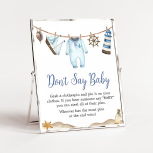 Nautical Sailor Ahoy Baby Shower Don't Say Baby Poster