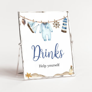 Nautical Sailor Ahoy Baby Shower Drinks Poster