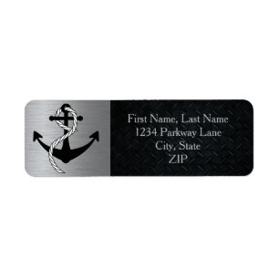 Nautical Sailor Anchor Sailing Silver Return Address Label