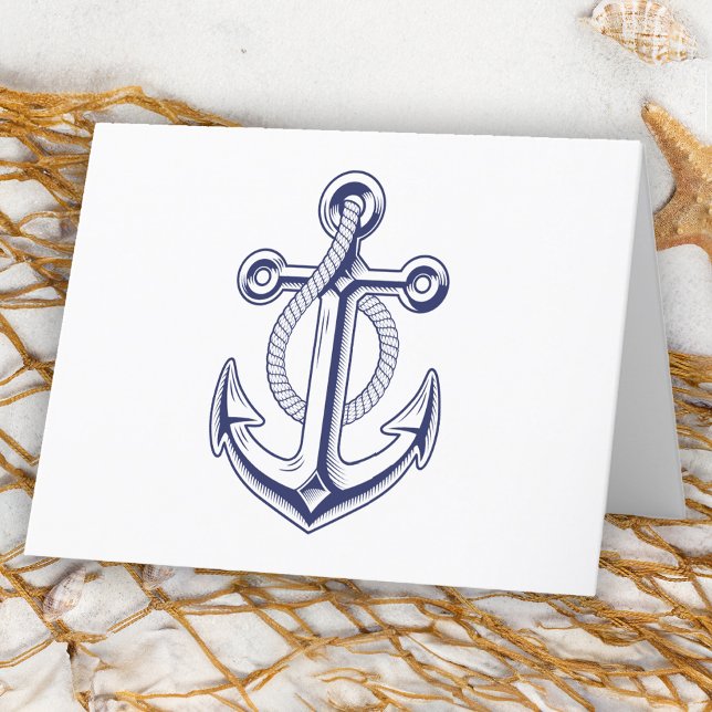 Nautical Sailor Navy Blue Anchor Blank Note Card (Creator Uploaded)