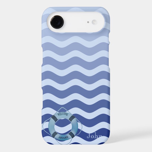 Nautical Sailor  Navy Blue Waves Stripe Case-Mate iPhone Case (Back)