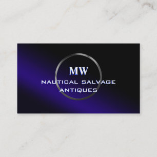 Nautical Salvage Antiques, silver ring logo Business Card
