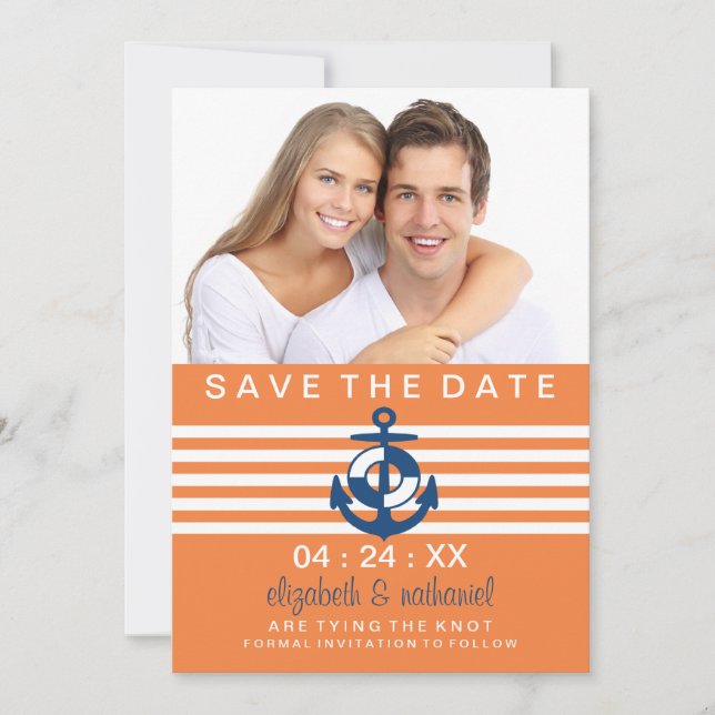 Nautical Save the Date Announcement Photo Card (Front)