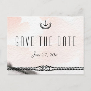 Nautical Save The Date Postcards Watercolor Peach