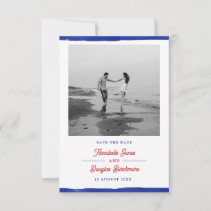 Nautical Save the Date Rustic Blue Paint Photo
