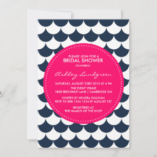 Nautical Scallop Pattern Bridal Shower Invitation