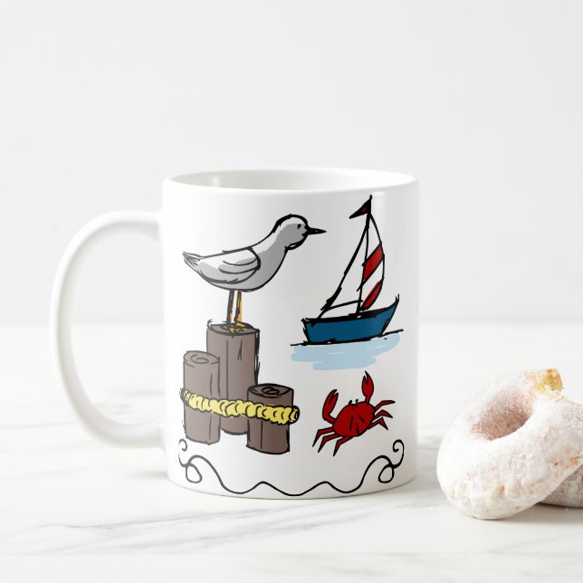 Nautical Scene Coffee Mug (With Donut)