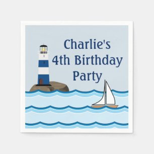 Nautical Scene with Lighthouse and Sailboat Napkin