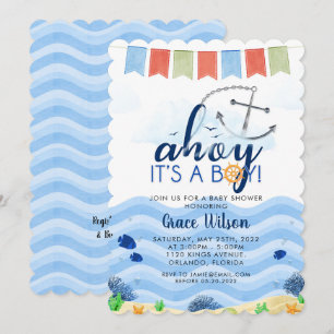 Nautical Sea Ahoy Its a Boy Baby Shower Invitation