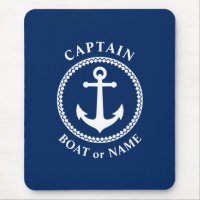 Nautical Sea Anchor Captain Boat or Name Navy Blue