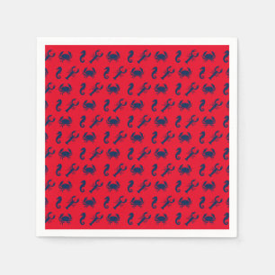 Nautical Sea Animals pattern lobster crab seahorse Napkin