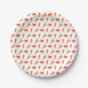 Nautical Sea Animals pattern lobster crab seahorse Paper Plate