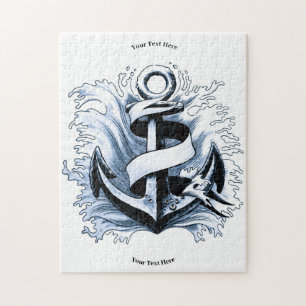 Nautical Sea Blue Anchor Jigsaw Puzzle