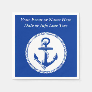 Nautical Sea Blue Boat Anchor Roping Custom #2 Napkin