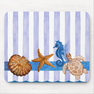 Nautical Sea Creatures Mouse Pad