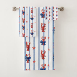 Nautical Sea Life, Land of the Free, Bath Towel Set