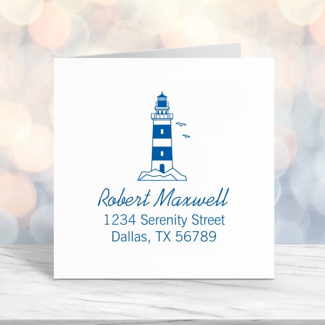 Nautical Sea Lighthouse Address 4 Self-inking Stamp (Creator Uploaded)