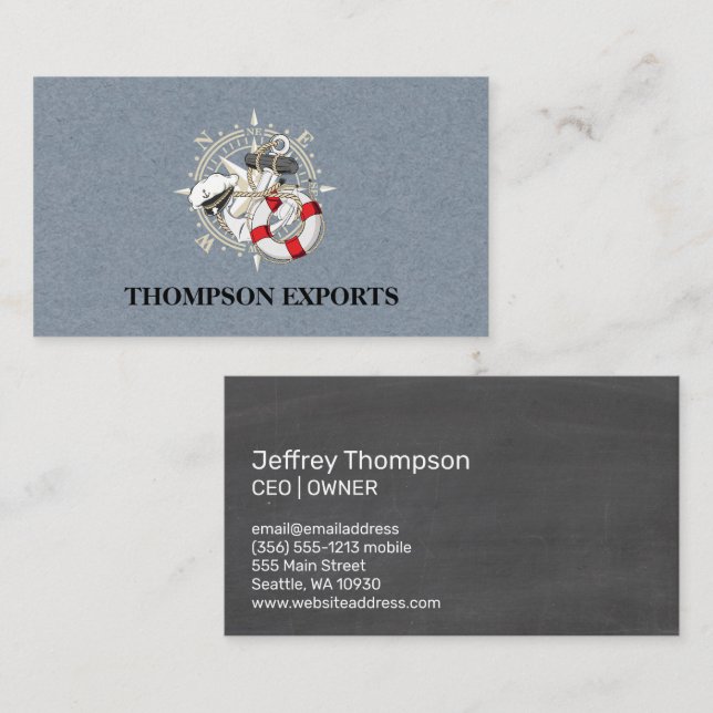 Nautical | Sea Marine | Shipping Business Card (Front/Back)