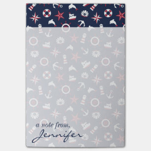 Nautical Sea Pattern Add Your Name Post-it Notes