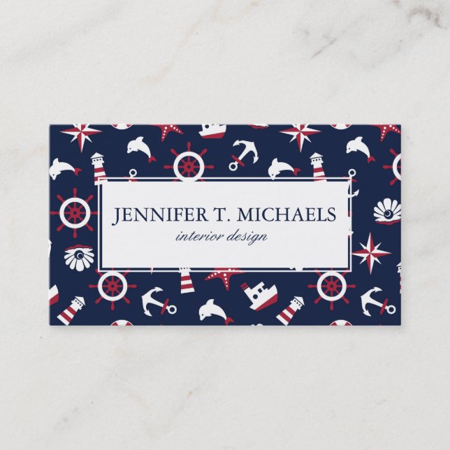 Nautical Sea Pattern Business Card (Front)