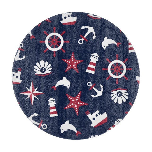 Nautical Sea Pattern Cutting Board (Front)