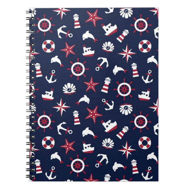 Nautical Sea Pattern Notebook (Front)