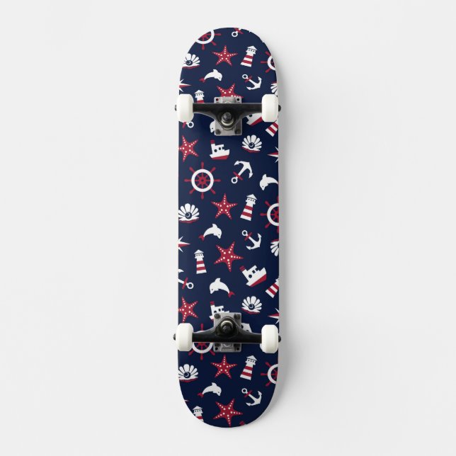 Nautical Sea Pattern Skateboard (Front)
