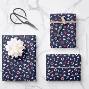 Nautical Sea Pattern Wrapping Paper Sheet
