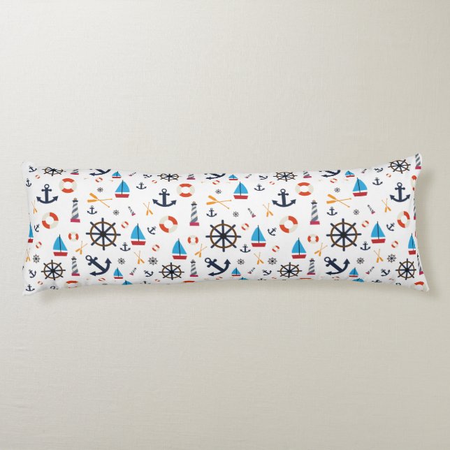 Nautical Sea Sailing Sailboat Lighthouse Bedding Body Cushion (Back)