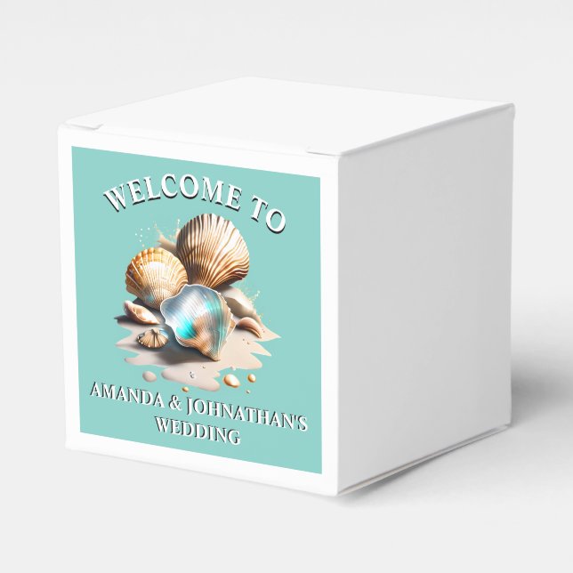 Nautical sea shell 3D seashells marine beach Favour Box (Front Side)