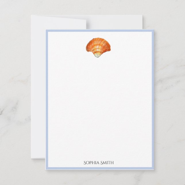 Nautical Sea Shell watercolor Illustration Notes (Front)