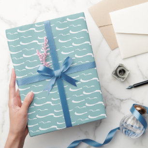 Nautical Sea Waves Ocean Aqua Turquoise Patterned Wrapping Paper