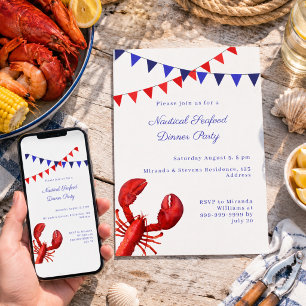 Nautical Seafood Dinner Summer Party Invitation