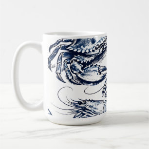Nautical Seafood Lobster Crab Sketch Coffee Mug