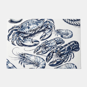 Nautical Seafood Lobster Crab Sketch Doormat